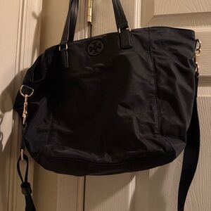 TORY BURCH Tilda Women's Black Nylon Slouchy Satchel Shoulder Bag EUC!
